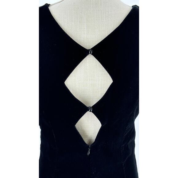 Vintage Scott McClintock Scalloped Velvet Maxi Formal Dress Womens Size 10 Black - Picture 7 of 10